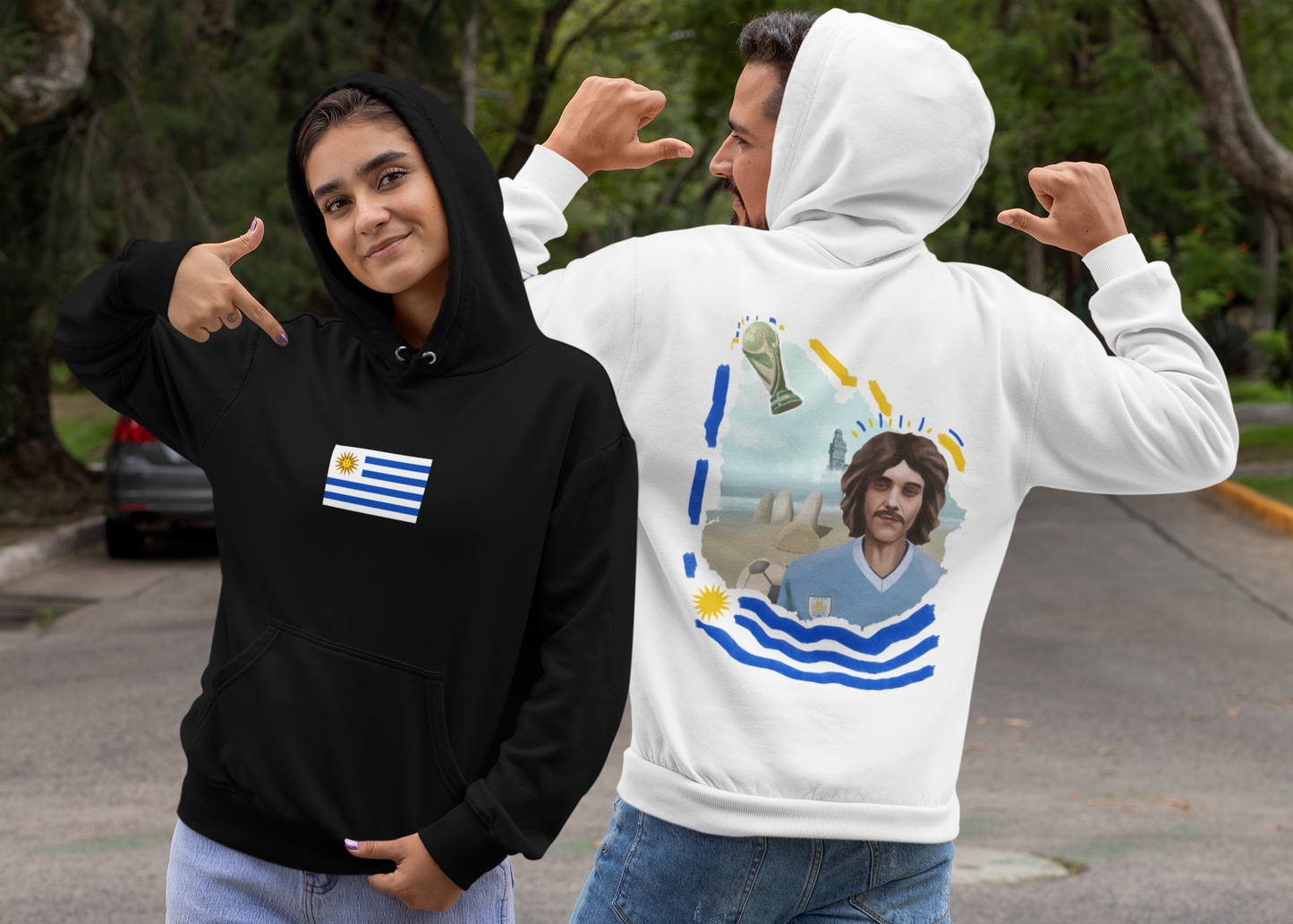 Uruguay world cup black white hoodie