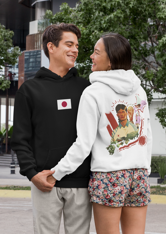 Japan world cup black white hoodie