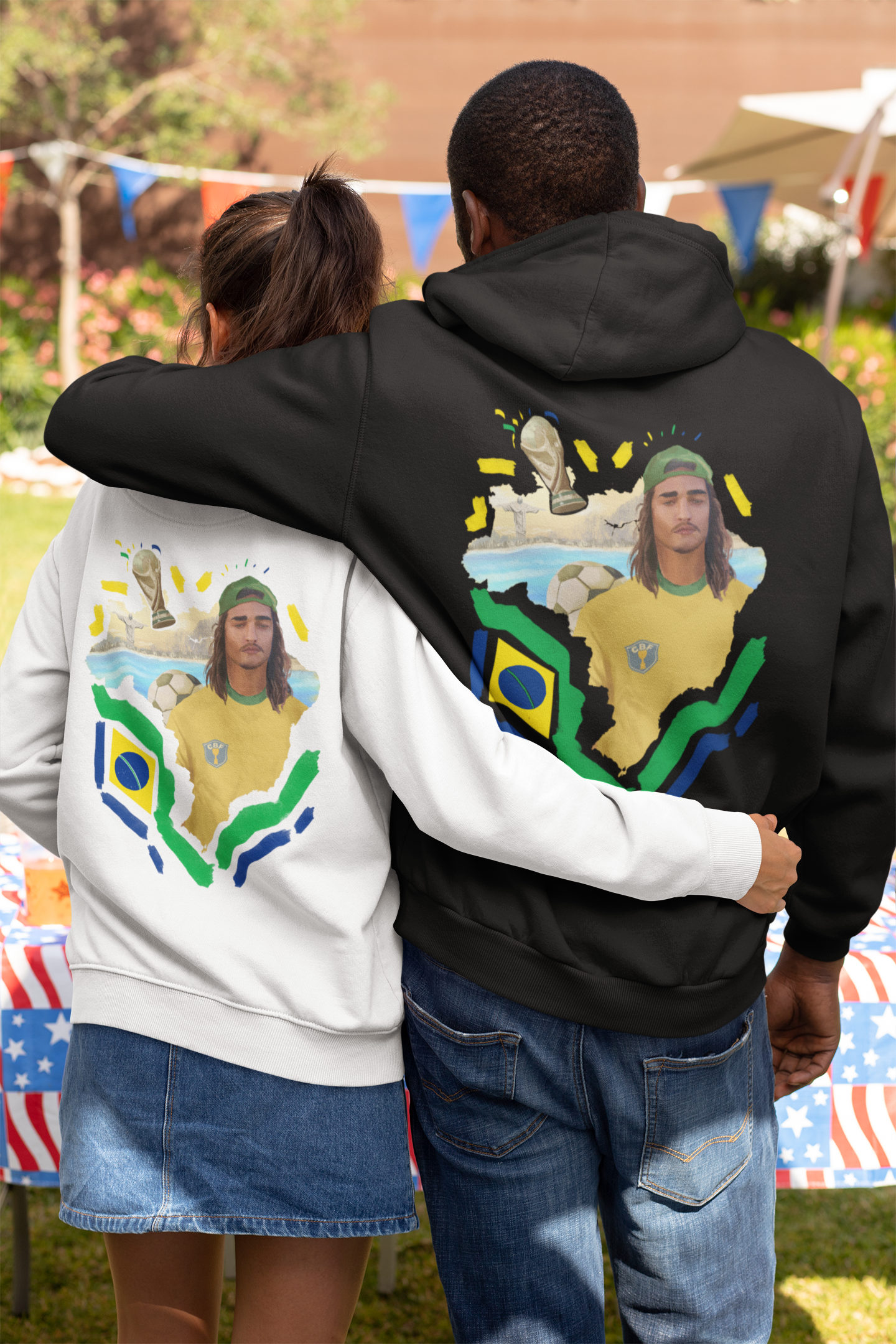 Brazil world cup black white hoodie