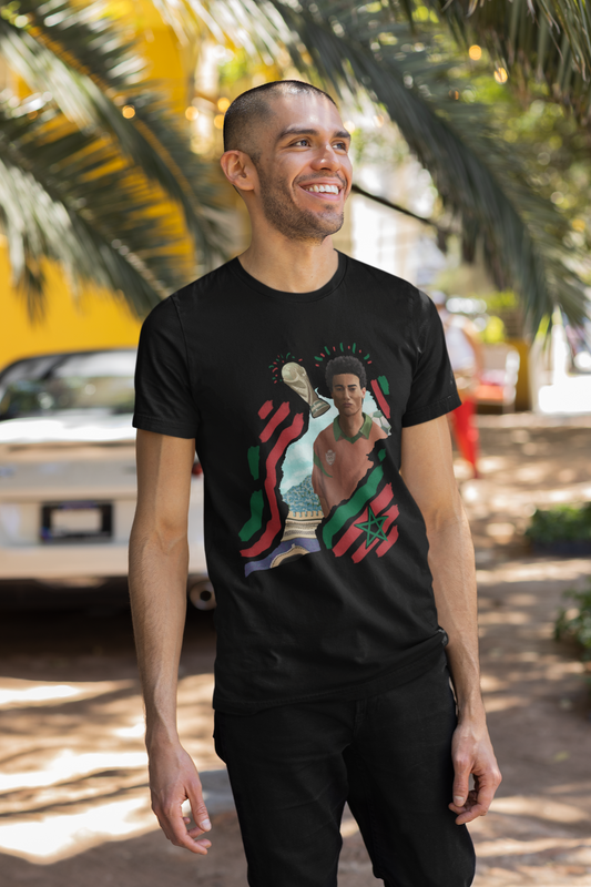 Morocco world cup black t-shirt